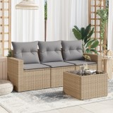 Gossi set canapele de gradina, 4 piese, cu perne, bej, poliratan