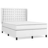 Cumpara ieftin Pat box spring cu saltea, alb, 140x200 cm, piele ecologica