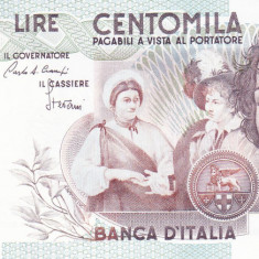 Bancnota Italia 100.000 lire 1983 - P110a UNC ( semnaturi Ciampi si Stevani )