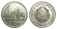 u572 RSR moneda 1 LEU 1966 UNC NECIRCULATA din fisic de banca