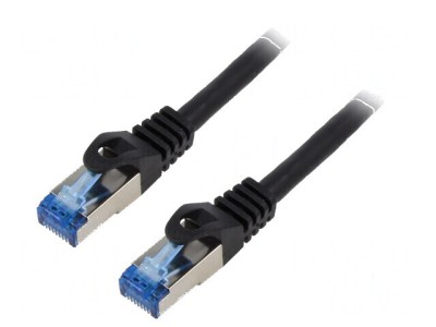 Patch cord S/FTP 6a 10m CCA LSZH negru 26AWG foto