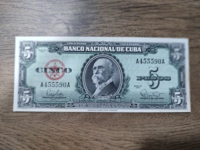 CUBA 5 PESOS 1960 AUNC / UNC foto