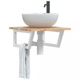 VidaXL Raft pentru lavoar montat pe perete, oțel și lemn masiv acacia 3302762
