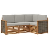 vidaXL Seturi de canapele cu pernă 4 pcs Lemn Solid de Acacia 3384287