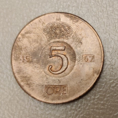 Suedia - 5 ore (1967) monedă s007 - Regele Gustaf VI Adolf
