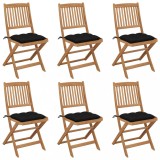 vidaXL Scaune grădină pliabile cu perne, 6 buc., lemn masiv de acacia 3075016