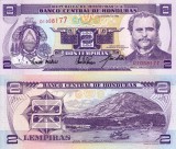 Honduras 2 Lempiras 1993 UNC Bancnota Straina America Ne Circulata