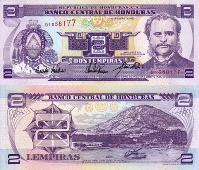 HONDURAS 2 lempiras 1993 UNC!!! foto