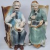 Bunica si bunicul - set bibelouri portelan mat romanesc , vechi, vintage