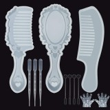 Set matrite cu accesorii pentru rasina epoxidica HAKOTOM, silicon, alb, 12 piese