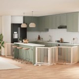 vidaXL Poartă de c&acirc;ini pliabilă cu ușă, 8 panouri, 640 cm, lemn plop