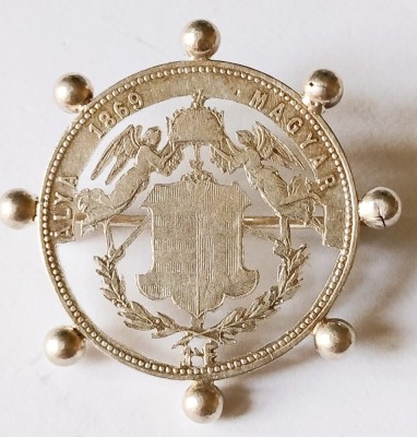 MEDALION DEOSEBIT EXECUTAT CU MAIESTRIE DIN MONEDA DE 1 FORINT 1869 UNGARIA ARGINT ( CITITI DESCRIEREA ) foto