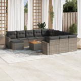 Cumpara ieftin Set mobilier de grădină cu perne, 13 piese, gri, poliratan