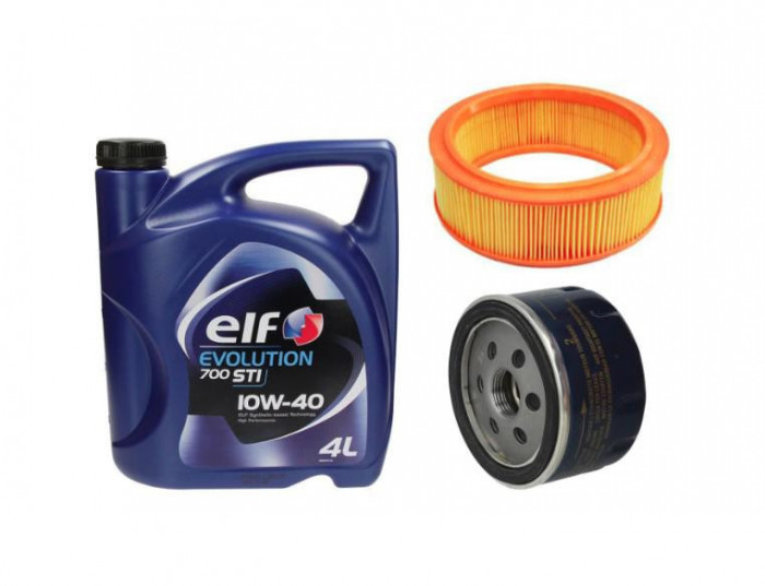 Kit pentru schimb ulei + filtre Dacia Logan benzina Elf 12209 ELF 10W40 4L + FILTRU ULEI OE +FILTRU AER 01
