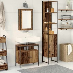 vidaXL Set de mobilier pentru baie 3 pcs Lemn vechi 33 x 33 x 185.5 cm