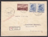 ROMANIA 1931/1935 VEDERI-POSTA AERIANA REGELE CAROL II/PLIC RECOMANDAT CIRCULAT BUCURESTI-BAYERN/GERMANIA 1935
