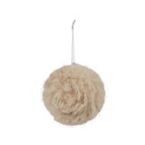 Decoratiune glob de craciun din plush, diametru 8 cm-Culoare Bej