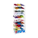 Pantofar cu 10 Rafturi Amazing Shoe Rack, Suport Metalic Pantofi, Organizator Incaltaminte, 51x16x140cm, Alb/Negru