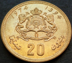 Moneda exotica 20 SANTIMAT - MAROC, anul 1974 * cod 752 = A.UNC foto