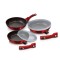 Set tigai marmorate cu manere detasabile 5 piese Burgundy Metalic Line Berlinger Haus BH 7053