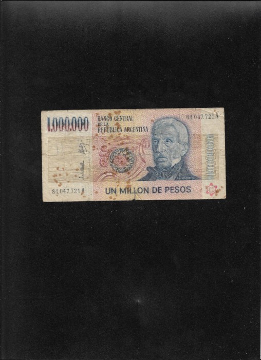 Rar! Argentina 1000000 1.000.000 pesos 1981 seria84047721 uzata semnatura rara