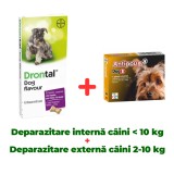 Deparazitare internă c&acirc;ini, Drontal 1 tabletă + Antiparazitar extern pentru c&acirc;ini Antipoux 2-10 KG
