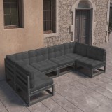 VidaXL Set mobilier grădină cu perne, 6 piese, negru, lemn masiv pin 3077178