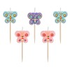 Set Lum&acirc;nări Zi de Naștere, Fluturi, 5 Bucăți, Parafină, Multicolor, Oem