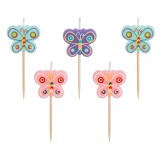 Set Lum&acirc;nări Zi de Naștere, Fluturi, 5 Bucăți, Parafină, Multicolor