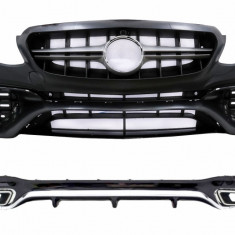 Pachet Exterior compatibil cu Mercedes E-Class W213 (2016-2019) E63 Design cu Difuzor si Ornamente Tobe Crom CBMBW213AMGE63BF