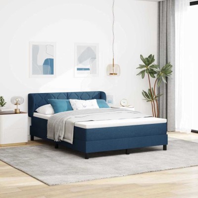 vidaXL Pat boxspring cu saltea albastru 160 x 200 cm țesătură 3340100 foto