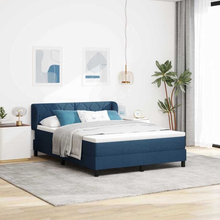 vidaXL Pat boxspring cu saltea albastru 160 x 200 cm țesătură 3340100