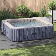 vidaXL Coperta patrata pentru piscina Gri deschis Polietilena 396 x 396 cm foto