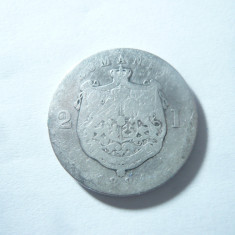 Moneda 2 lei 1881 Carol I , argint , cal. mediocru