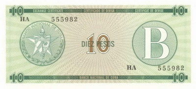 CUBA █ bancnota █ 10 Pesos █ 1985 █ P-FX8 █ Serie B █ UNC █ necirculata foto