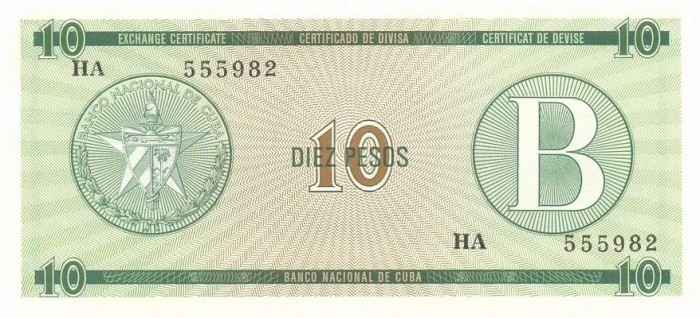 CUBA █ bancnota █ 10 Pesos █ 1985 █ P-FX8 █ Serie B █ UNC █ necirculata