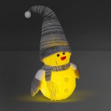 Figurina Decorativa Model Om de Zapada cu Iluminare LED si Inaltime 35 cm, Culoare Alb/Gri, Familly Christmas