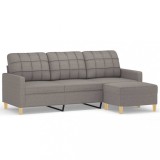 Canapea cu 3 locuri si taburet, taupe, 180 cm, material textil