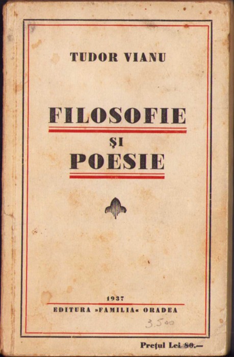 HST C632 Filosofie și poesie 1937 Tudor Vianu