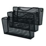 Suport metalic Mesh, pentru reviste si pliante, de perete, 3 buc/set, Q-Connect