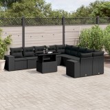 Cumpara ieftin Gossi set canapele de gradina cu perne, 11 piese, negru, poliratan