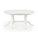 Masa extensibila living HM Joseph, blat MDF, structura lemn masiv, 8 persoane, 150-190x90x77 cm, alb