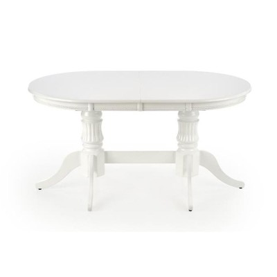 Masa extensibila living HM Joseph, blat MDF, structura lemn masiv, 8 persoane, 150-190x90x77 cm, alb foto