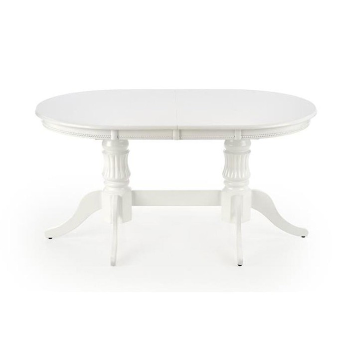 Masa extensibila living HM Joseph, blat MDF, structura lemn masiv, 8 persoane, 150-190x90x77 cm, alb