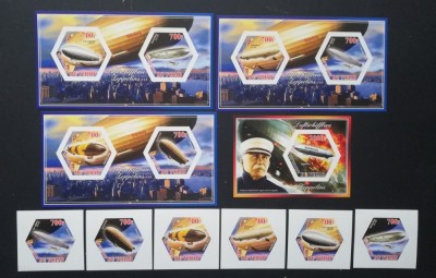 R.DU TCHAD-ZEPPELIN-SET 6 V.+4 S/Sh.NEOBLITERATE-NEDANTELATE-MNH** - EP 038A foto