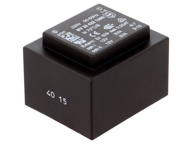 Transformator &icirc;ncapsulat 6VA 230V AC 12V 250mA PCB