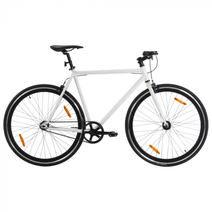 vidaXL Bicicletă cu angrenaj fix, alb și negru, 700c, 51 cm