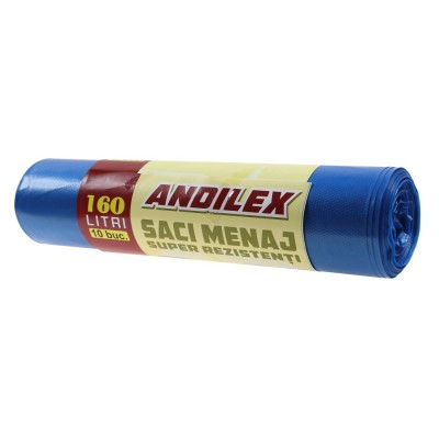 Saci menajeri / gunoi Andilex, super rezistenti, albastru, 160 L, 10 buc foto