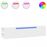 Cumpara ieftin Dulap TV de perete cu lumini LED, alb, 180x31x39,5 cm