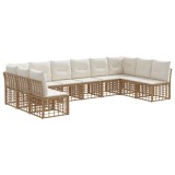 vidaXL Set de canapele de exterior cu pernă 10 pcs natural Poliester 3437542